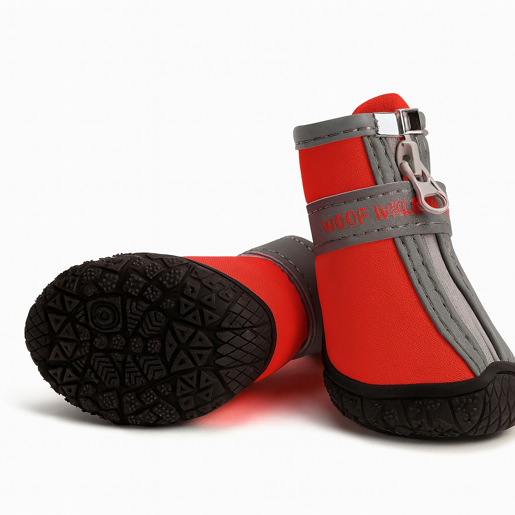 🐾 WoofGuard™ Waterproof Dog Shoes – Non-Slip Premium Outdoor Boots with Reflective Straps (Sizes 4)
