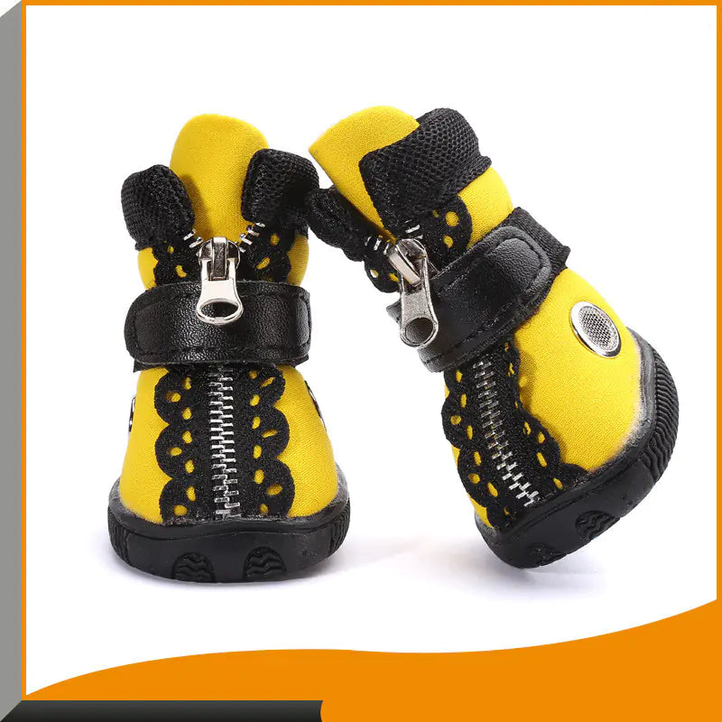 European & American Style Pet Shoes – Trendy Breathable Boots for Dogs & Cats | Orange & Yellow