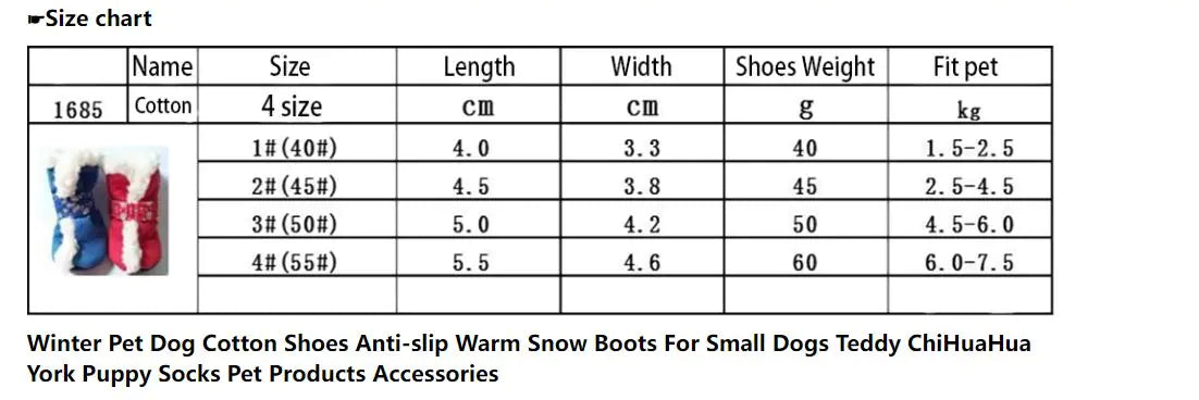 Christmas Pet Shoes β Waterproof Cotton Snow Boots