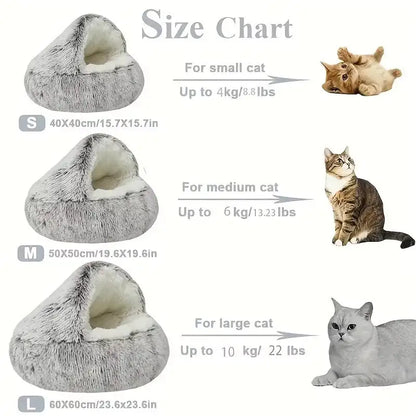Winter Plush Cat Bed – 2-in-1 Warm Nest & Sleeping Bag for Cats & Small Dogs