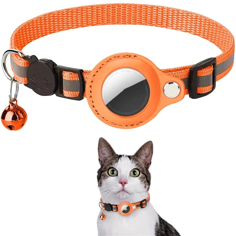 Reflective AirTag Cat Collar – Breakaway Safety with Bell & Waterproof Holder
