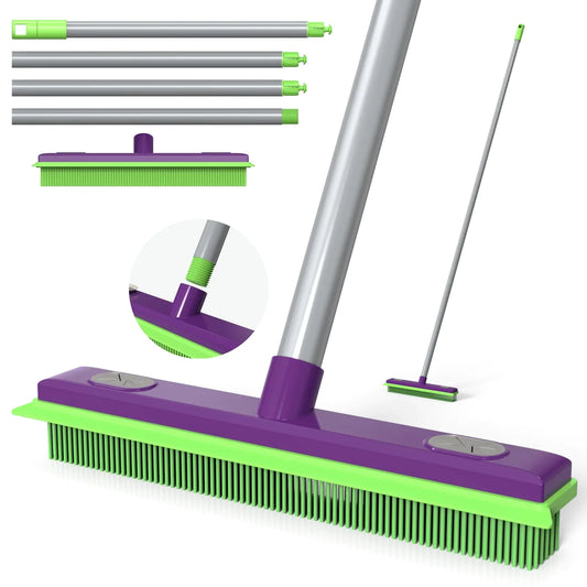 Pet Hair Cleaning Broombroom: Silicone Squeegee up to 62" Pole
