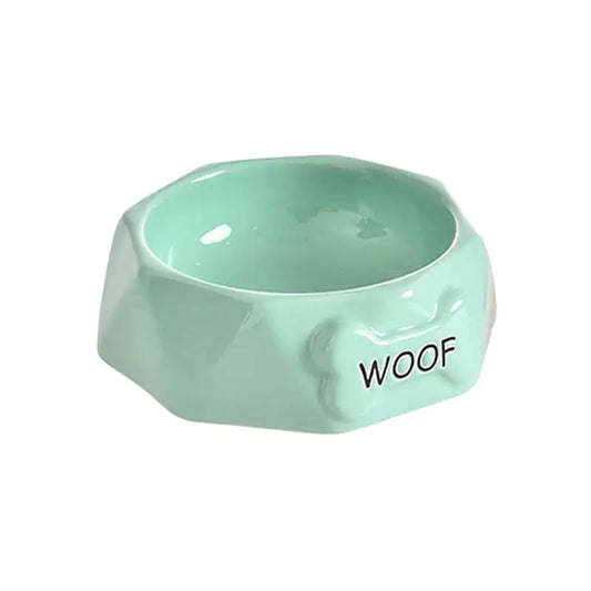 Creative Ceramic Pet Bowl – Stylish Feeding Dish (Green/Pink)