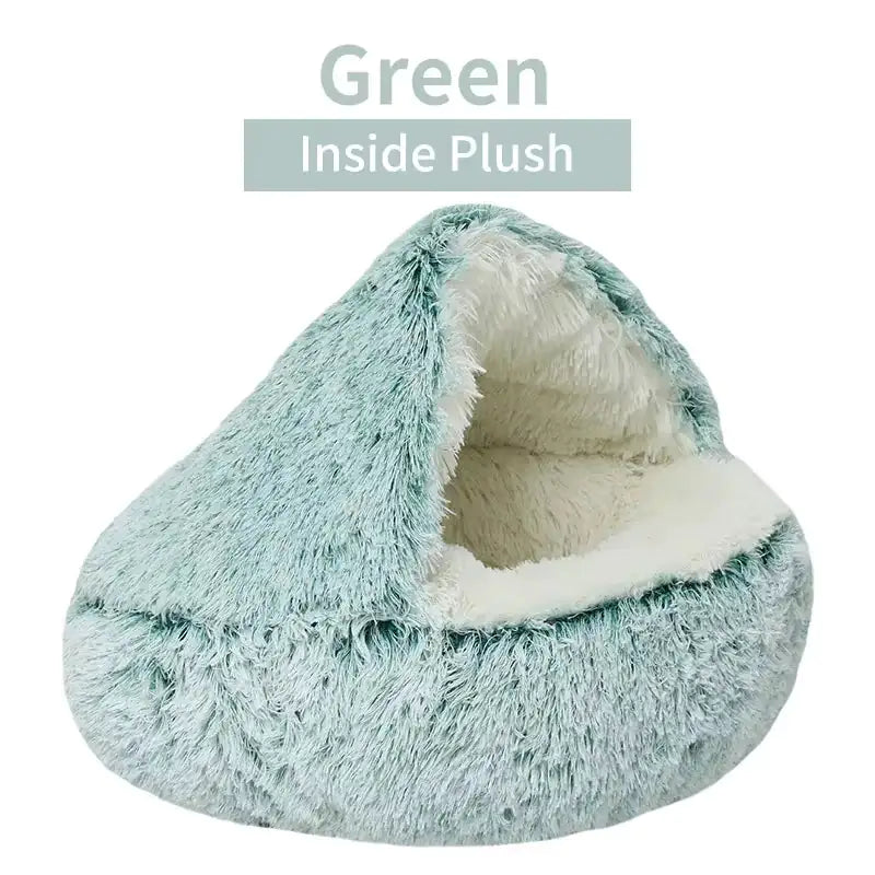 Winter Plush Cat Bed – 2-in-1 Warm Nest & Sleeping Bag for Cats & Small Dogs