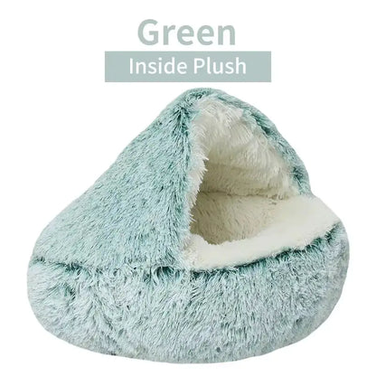 Winter Plush Cat Bed – 2-in-1 Warm Nest & Sleeping Bag for Cats & Small Dogs
