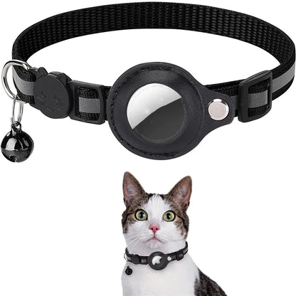 Reflective AirTag Cat Collar – Breakaway Safety with Bell & Waterproof Holder