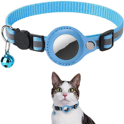 Reflective AirTag Cat Collar – Breakaway Safety with Bell & Waterproof Holder
