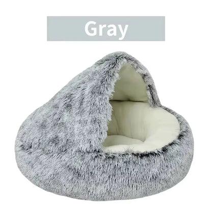 Winter Plush Cat Bed – 2-in-1 Warm Nest & Sleeping Bag for Cats & Small Dogs