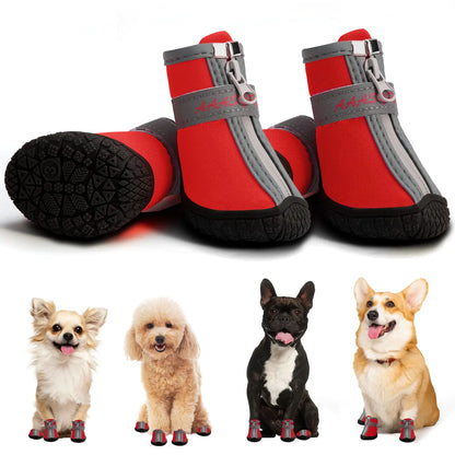 🐾 WoofGuard™ Waterproof Dog Shoes – Non-Slip Premium Outdoor Boots with Reflective Straps (Sizes 4)