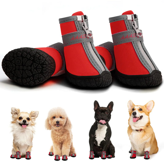 🐾 WoofGuard™ Waterproof Dog Shoes – Non-Slip Premium Outdoor Boots with Reflective Straps (Sizes 4)