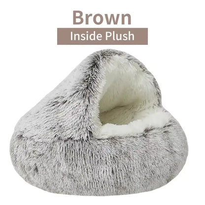 Winter Plush Cat Bed – 2-in-1 Warm Nest & Sleeping Bag for Cats & Small Dogs