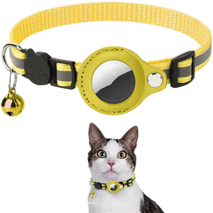 Reflective AirTag Cat Collar – Breakaway Safety with Bell & Waterproof Holder