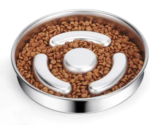 Slow Feeding Bowl – Stainless Steel Anti-Choke Pet Dish