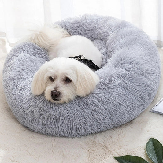 Lemuluxe Donut Cat Bed – Fluffy Anti-Slip Nest (3 Sizes)