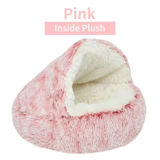 Winter Plush Cat Bed – 2-in-1 Warm Nest & Sleeping Bag for Cats & Small Dogs