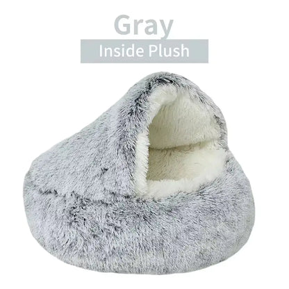 Winter Plush Cat Bed – 2-in-1 Warm Nest & Sleeping Bag for Cats & Small Dogs