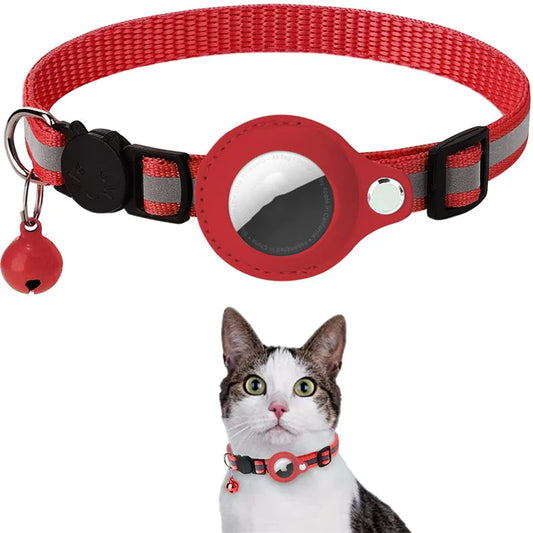 Reflective AirTag Cat Collar – Breakaway Safety with Bell & Waterproof Holder