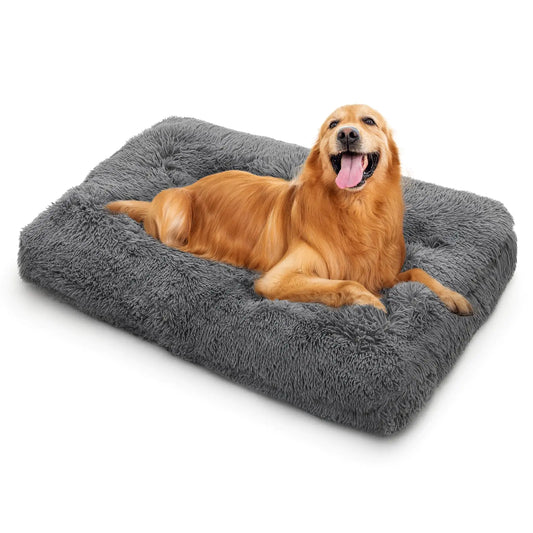 MoNiBloom Large Pet Bed – Plush Rectangular Dog Mattress (Dark Grey)
