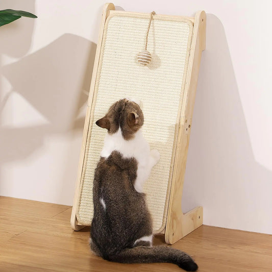L-Shaped Cat Scratching Ramp with Toy